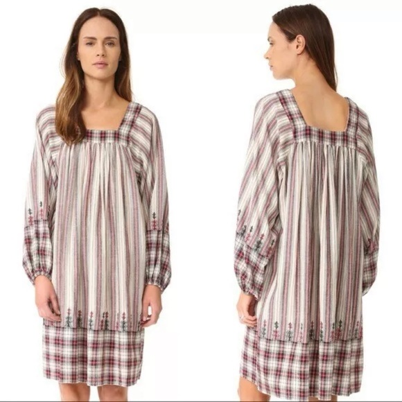 Free People Dresses & Skirts - Mes Demoiselles Paris Talulla Embroided Dress Tartan Ecru Free People FR 38 (US6
